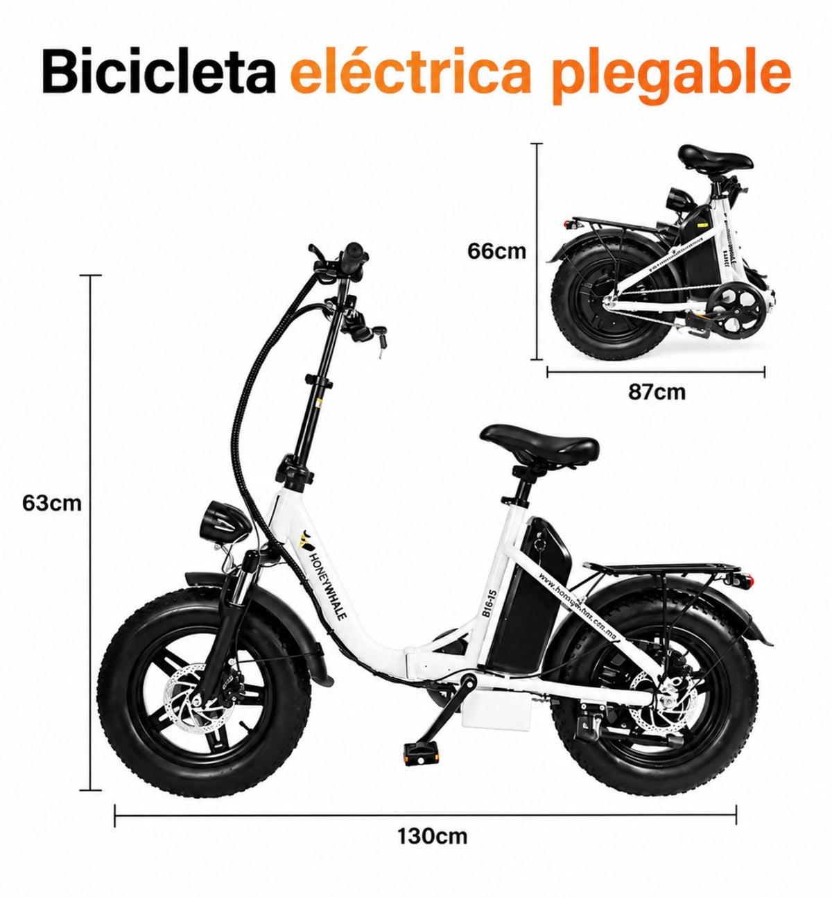 Bicicleta Eléctrica Plegable BK 05 Blanco